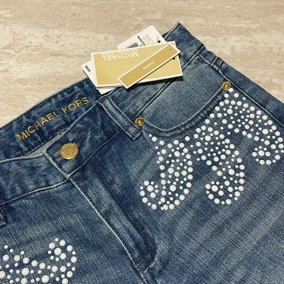 NWT Rare Micheal Kors Embroidered Skinny Jeans *4 - Picture 4 of 7
